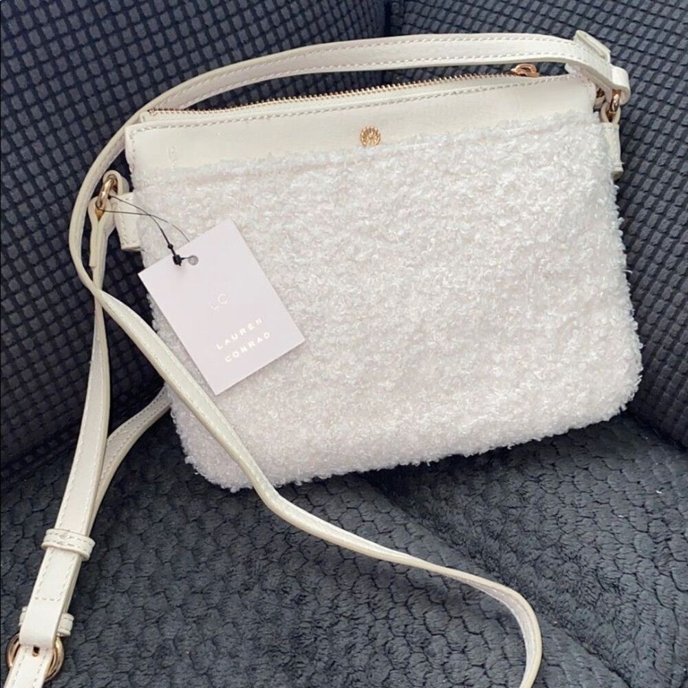LC Lauren Conrad White Textured Crossbody Bag